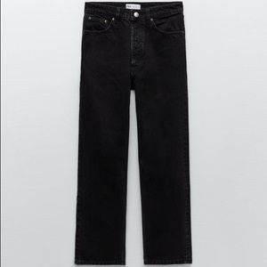 ZARA High Rise Straight Leg Jeans Black